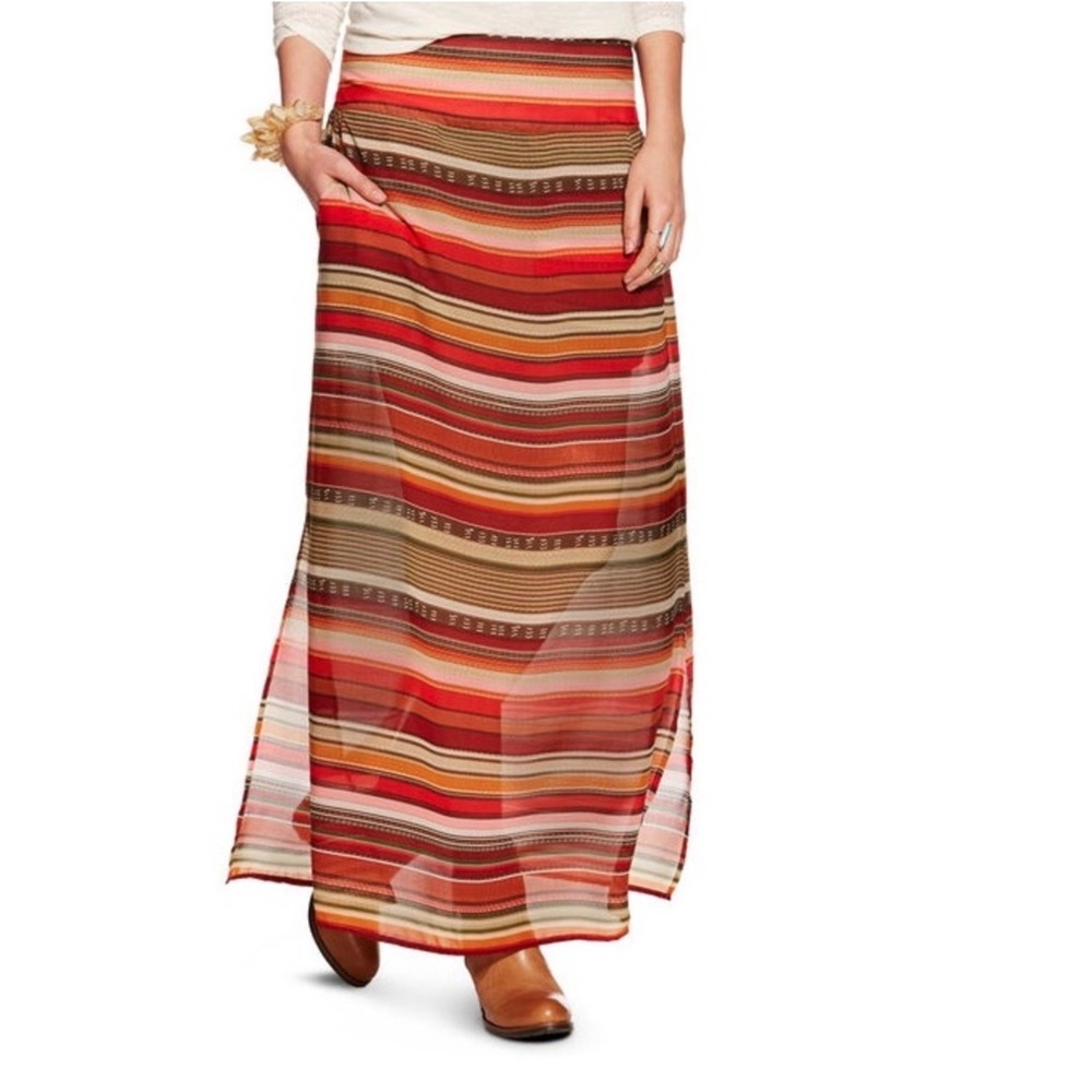 Ariat Womens Maxi Skirt Striped Boho Elastic Waist L/G